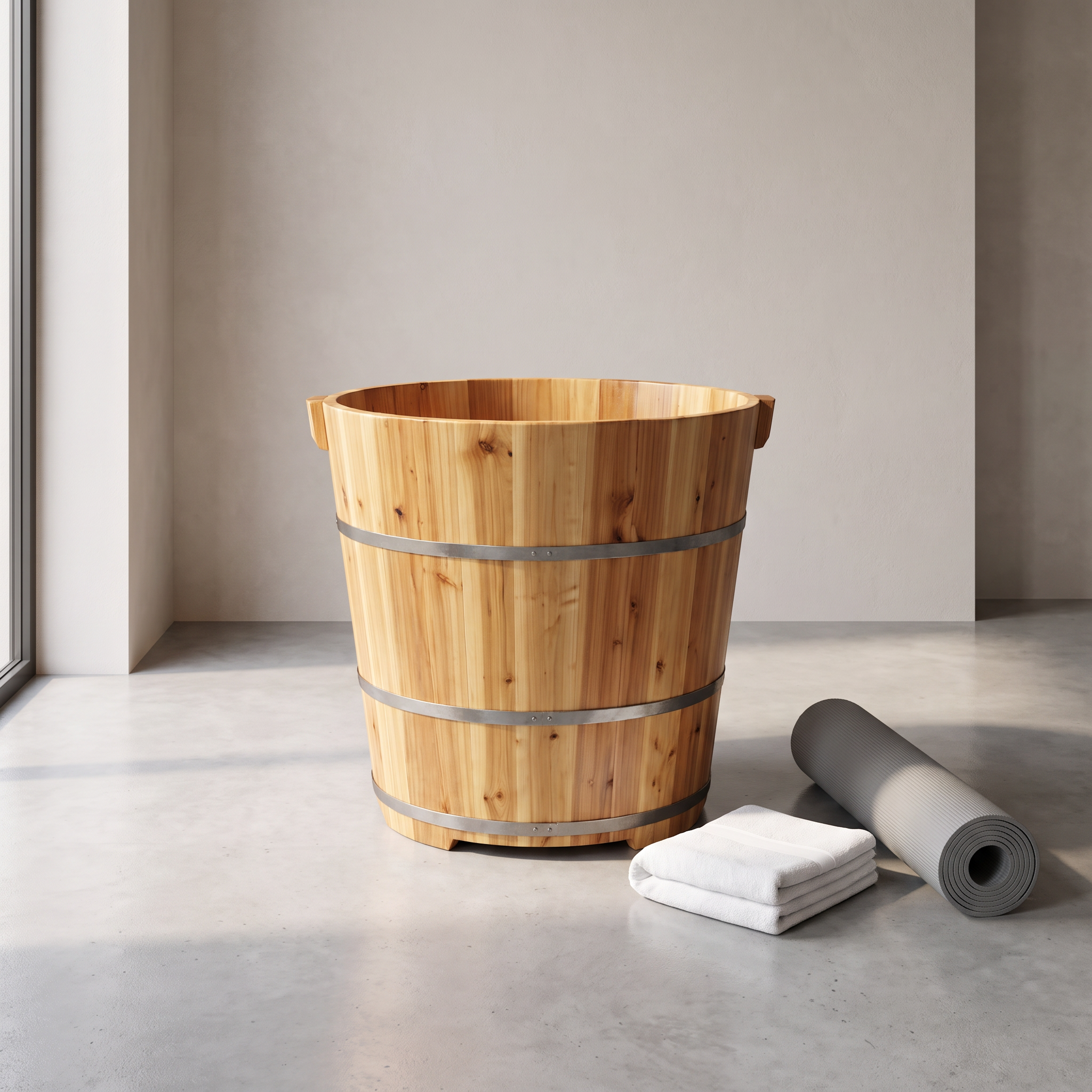 Round Fir Wood Bath Barrel