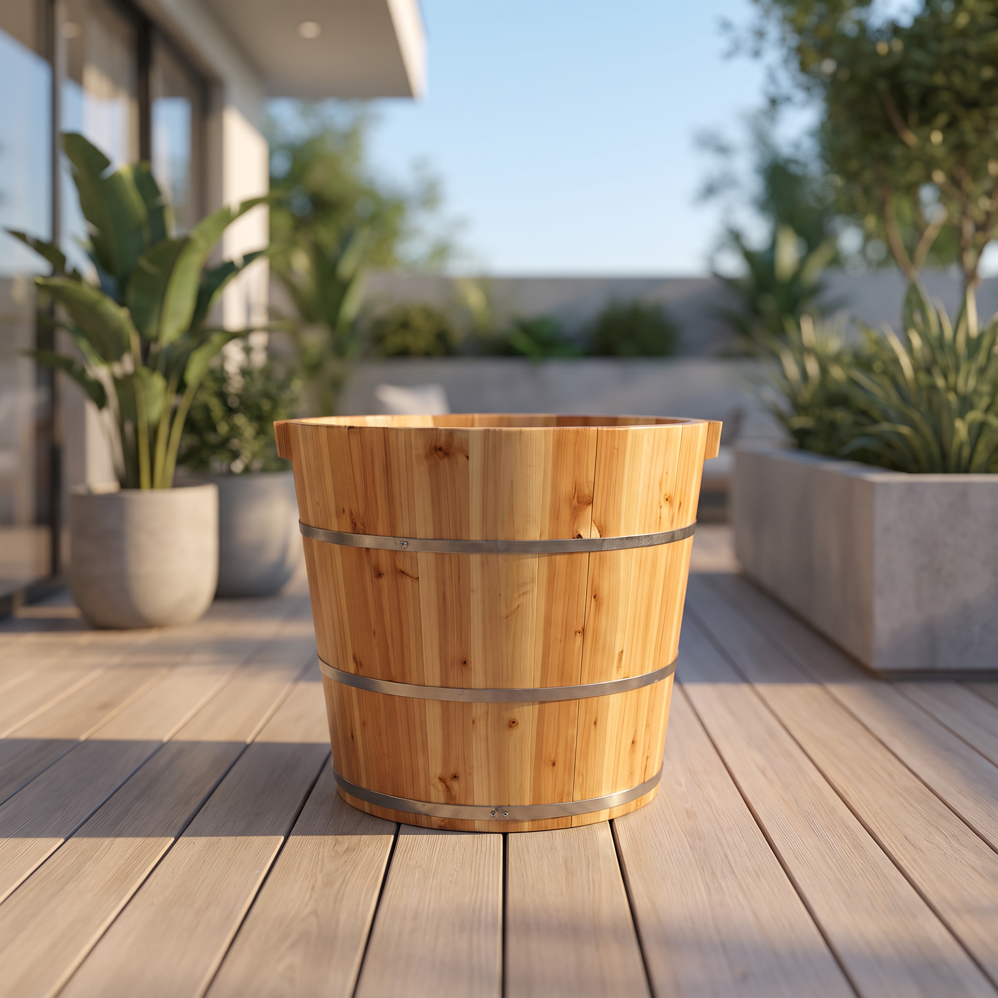 Round Fir Wood Bath Barrel